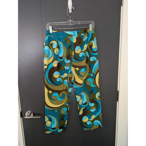 Vintage‎ Y2K Talbots Turquoise and Brown Retro Swirl Print Pants - Size 6 - Picture 9 of 9